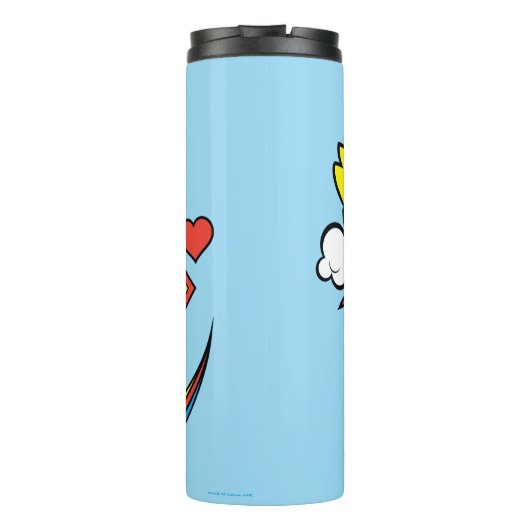 Chibi Supergirl Flying Rainbow Thermosbeker (Achterkant)