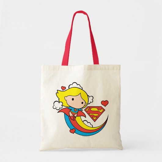 Chibi Supergirl Flying Rainbow Tote Bag (Voorkant)