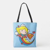 Chibi Supergirl Flying Rainbow Tote Bag (Achterkant)