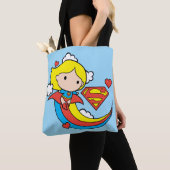 Chibi Supergirl Flying Rainbow Tote Bag (Dichtbij)