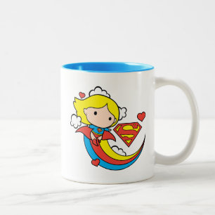 Chibi Supergirl Flying Rainbow Tweekleurige Koffiemok