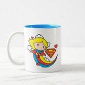 Chibi Supergirl Flying Rainbow Tweekleurige Koffiemok (Links)