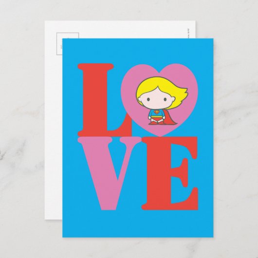 Chibi Supergirl LOVE Briefkaart (Voorkant / Achterkant)