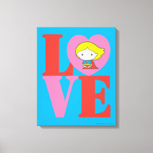 Chibi Supergirl LOVE Canvas Afdruk