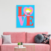 Chibi Supergirl LOVE Canvas Afdruk (Insitu (Woonkamer))
