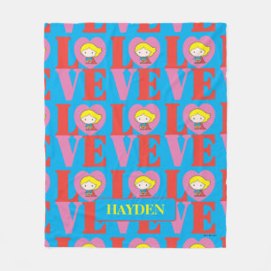 Chibi Supergirl LOVE Fleece Deken
