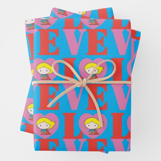 Chibi Supergirl LOVE Inpakpapier Vel (In situ)