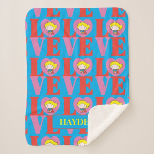 Chibi Supergirl LOVE Sherpa Deken (Voorkant)