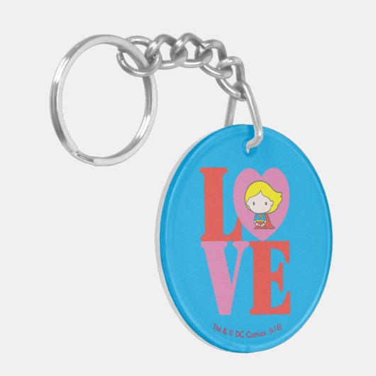 Chibi Supergirl LOVE Sleutelhanger (Voorkant Links)