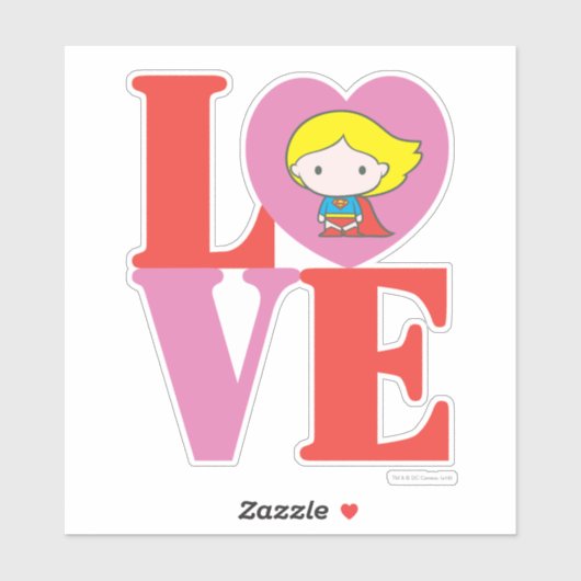 Chibi Supergirl LOVE Sticker (Vel)