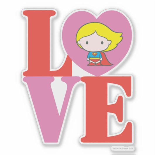Chibi Supergirl LOVE Sticker (Voorkant)