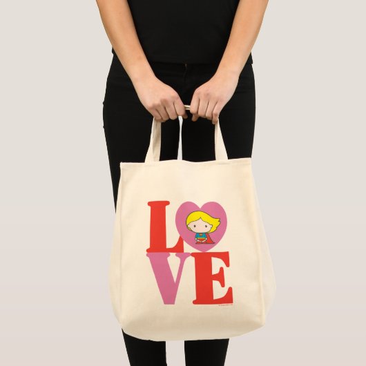 Chibi Supergirl LOVE Tote Bag (Voorkant (product))