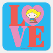 Chibi Supergirl LOVE Vierkante Sticker (Voorkant)