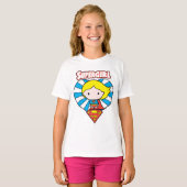 Chibi Supergirl Starburst Hart en Logo T-shirt (Voorkant volledig)