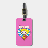 Chibi Supergirl Starburst Heart en Logo Bagagelabel (Voorkant verticaal)
