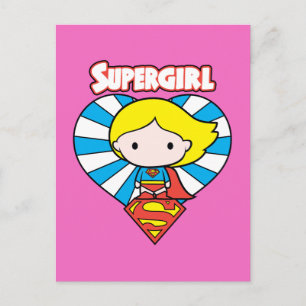 Chibi Supergirl Starburst Heart en Logo Briefkaart
