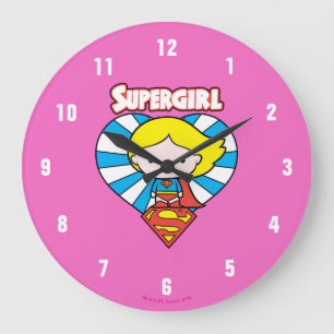 Chibi Supergirl Starburst Heart en Logo Grote Klok