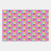 Chibi Supergirl Starburst Heart en Logo Inpakpapier Vel (Voorkant 3)