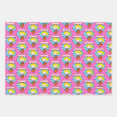 Chibi Supergirl Starburst Heart en Logo Inpakpapier Vel (Voorkant 2)