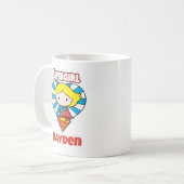 Chibi Supergirl Starburst Heart en Logo Koffiemok (Voorkant links)