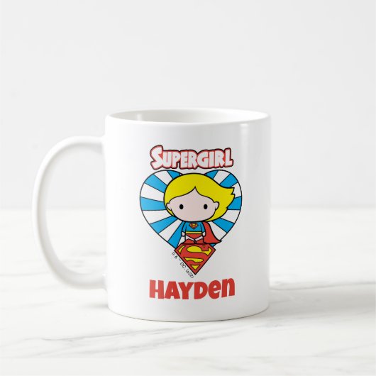 Chibi Supergirl Starburst Heart en Logo Koffiemok (Links)