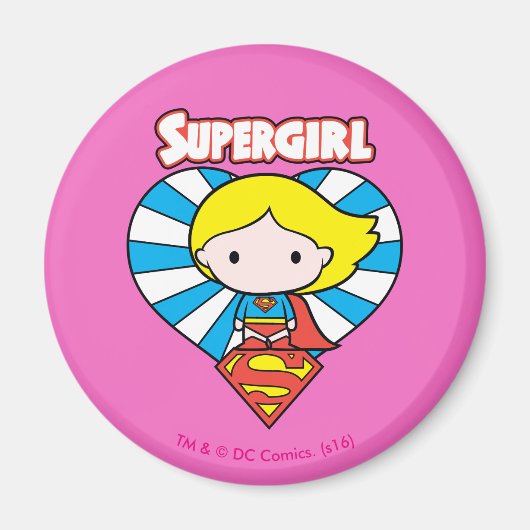 Chibi Supergirl Starburst Heart en Logo Magneet (Voorkant)