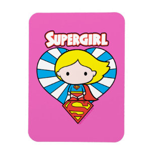 Chibi Supergirl Starburst Heart en Logo Magneet