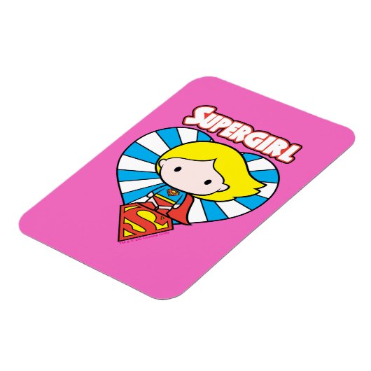 Chibi Supergirl Starburst Heart en Logo Magneet (Linkerzijde)