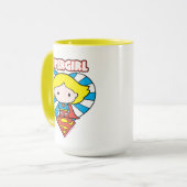 Chibi Supergirl Starburst Heart en Logo Mok (Voorkant links)