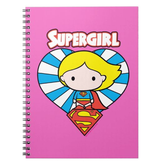 Chibi Supergirl Starburst Heart en Logo Notitieboek (Voorkant)