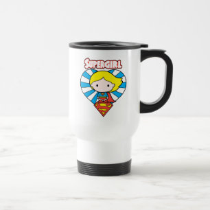 Chibi Supergirl Starburst Heart en Logo Reisbeker