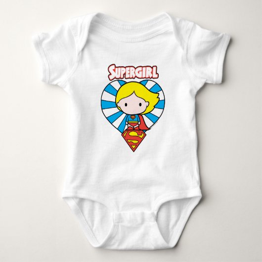 Chibi Supergirl Starburst Heart en Logo Romper (Voorkant)