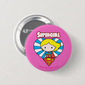 Chibi Supergirl Starburst Heart en Logo Ronde Button 5,7 Cm (Voorkant /achterkant)
