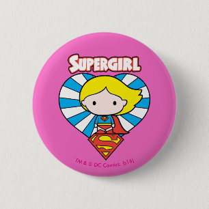 Chibi Supergirl Starburst Heart en Logo Ronde Button 5,7 Cm