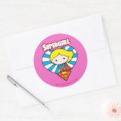 Chibi Supergirl Starburst Heart en Logo Ronde Sticker (Envelop)