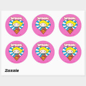 Chibi Supergirl Starburst Heart en Logo Ronde Sticker (Vel)