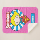 Chibi Supergirl Starburst Heart en Logo Sherpa Deken (Voorkant (horizontaal))