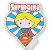 Chibi Supergirl Starburst Heart en Logo Sticker (Voorkant)