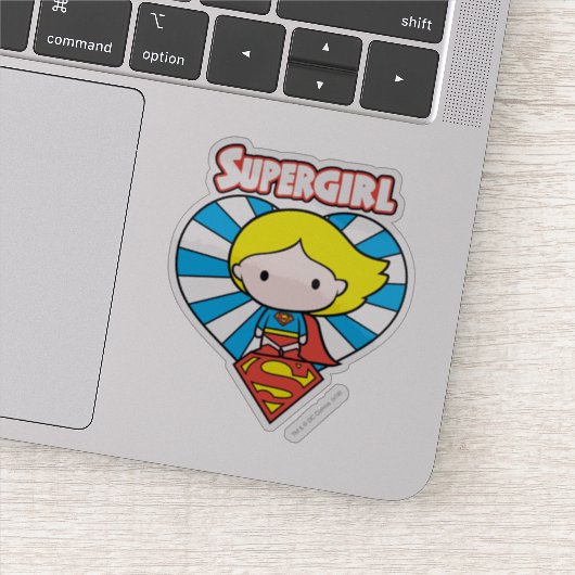 Chibi Supergirl Starburst Heart en Logo Sticker (Detail)