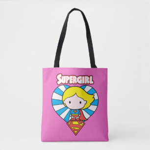 Chibi Supergirl Starburst Heart en Logo Tote Bag