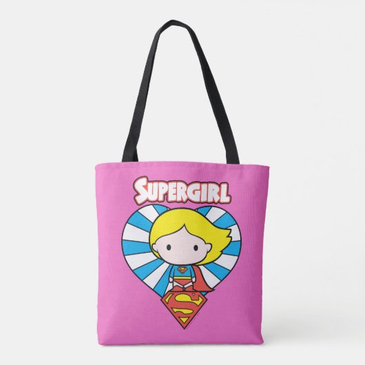 Chibi Supergirl Starburst Heart en Logo Tote Bag (Achterkant)
