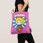Chibi Supergirl Starburst Heart en Logo Tote Bag (Dichtbij)