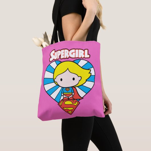 Chibi Supergirl Starburst Heart en Logo Tote Bag (Dichtbij)