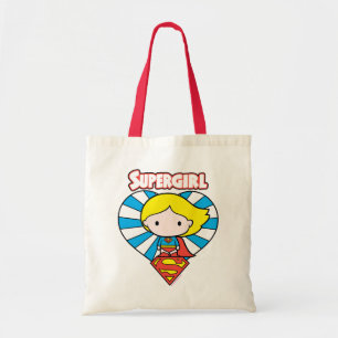 Chibi Supergirl Starburst Heart en Logo Tote Bag