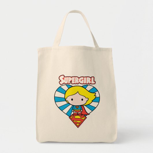 Chibi Supergirl Starburst Heart en Logo Tote Bag (Voorkant)