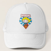 Chibi Supergirl Starburst Heart en Logo Trucker Pet (Voorkant)