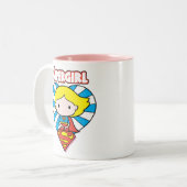 Chibi Supergirl Starburst Heart en Logo Tweekleurige Koffiemok (Voorkant links)