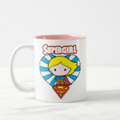 Chibi Supergirl Starburst Heart en Logo Tweekleurige Koffiemok (Links)