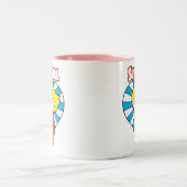 Chibi Supergirl Starburst Heart en Logo Tweekleurige Koffiemok (Center)