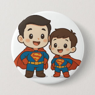 Chibi Superhero Duo Stationery Ronde Button 7,6 Cm